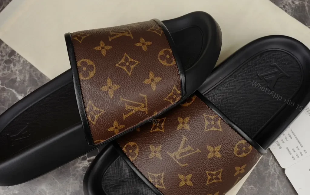 View 3 of Monogram Luxe Sandals: PU Slide, LV-Inspired, All-Day Comfort