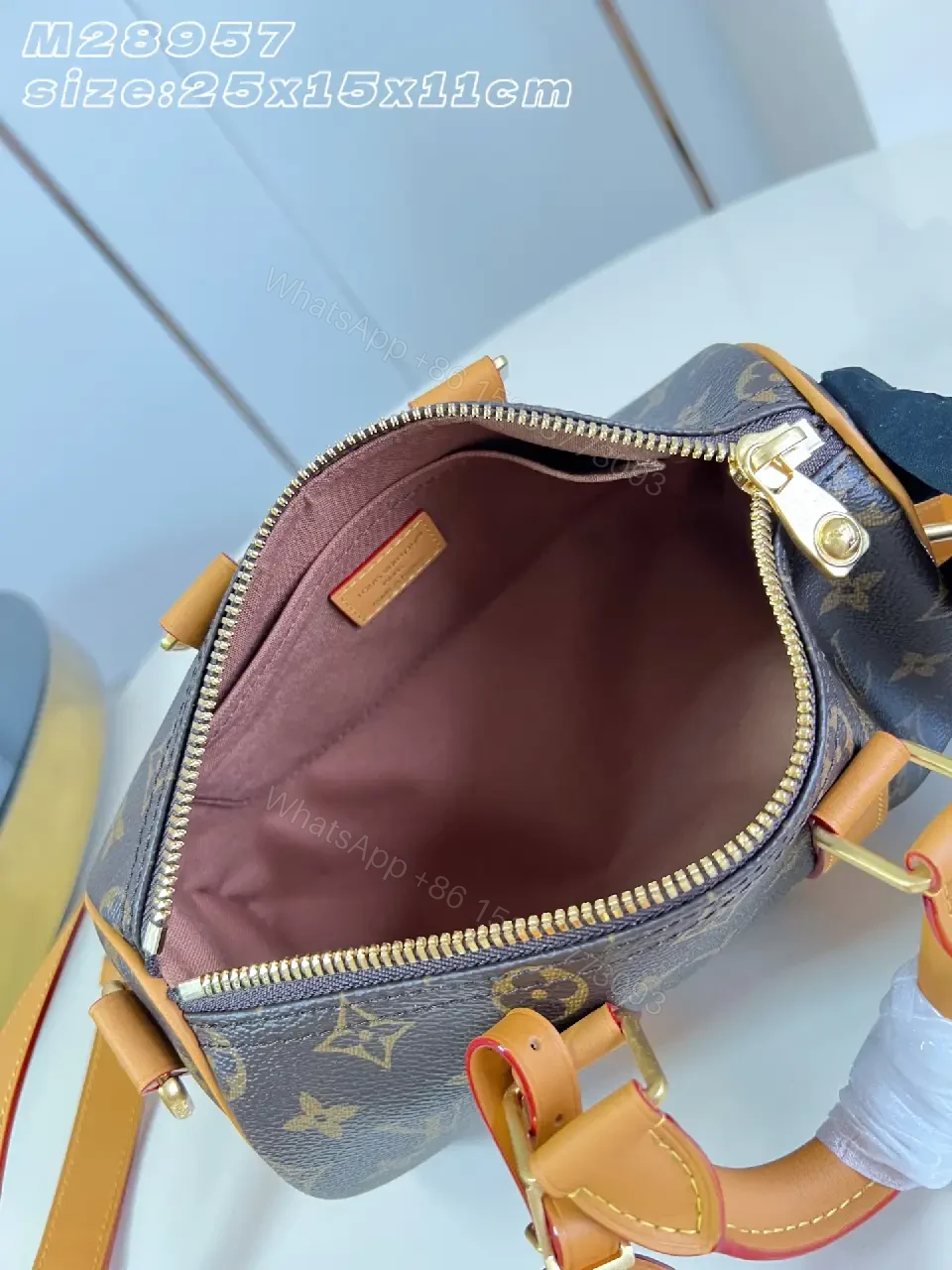 View 6 of Dark Brown Monogram Canvas Duffel Bag with Leather Trims