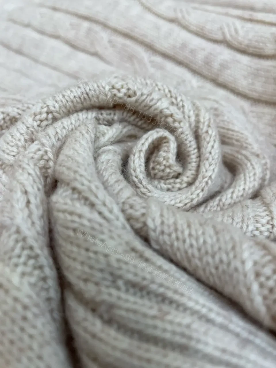 View 2 of Neutral Cable-Knit Crewneck Sweater with Texture