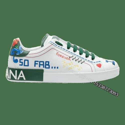 DOLCE & GABBANA PRINTED CALFSKIN PORTOFINO SNEAKERS – DG32 — view 1