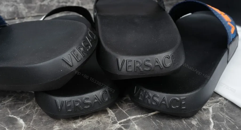 View 9 of Versace Logo Slide: Navy Strap, Ergonomic Comfort, Summer Ready