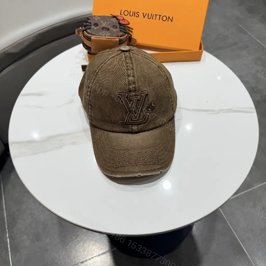View 7 of Washed Brown Canvas Cap — Subtle LV Aesthetic, All-Day Comfort