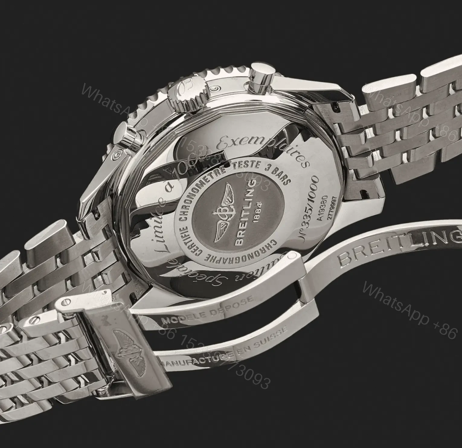 View 3 of Breitling Navitimer Chronograph Replica Watch Stainless Steel Black Dial