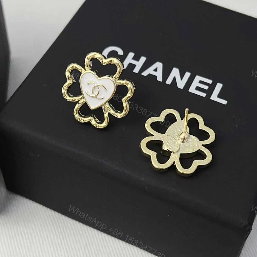 View 4 of Chanel Stud Earrings In Gold Metal
