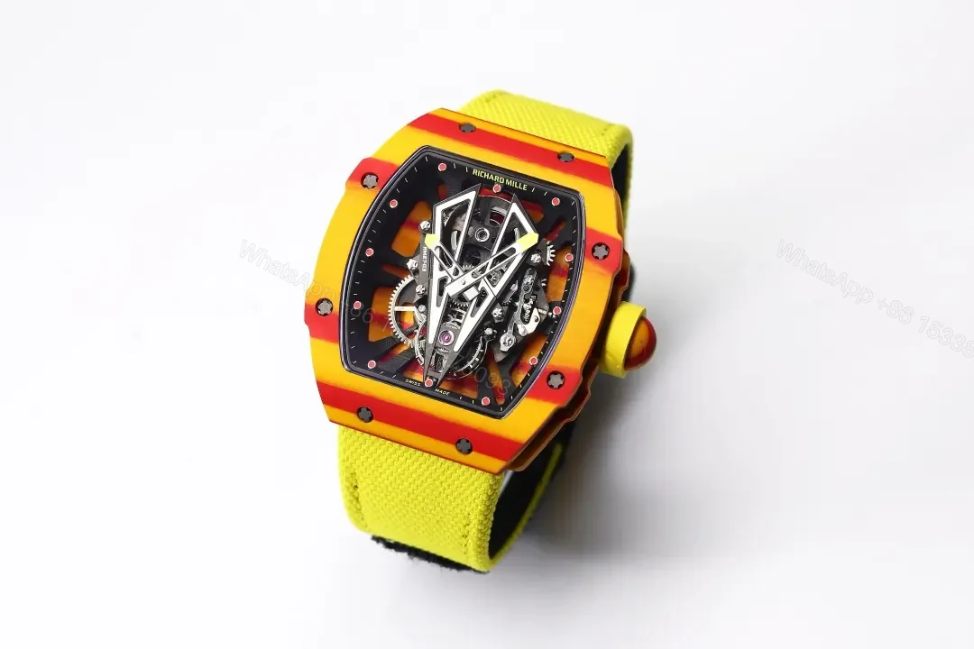 View 2 of Richard Mille RM27-03 Tourbillon Watch – Yellow and Red Carbon Fiber Case, Lightweight Design, Rubber Strap (43.5g)