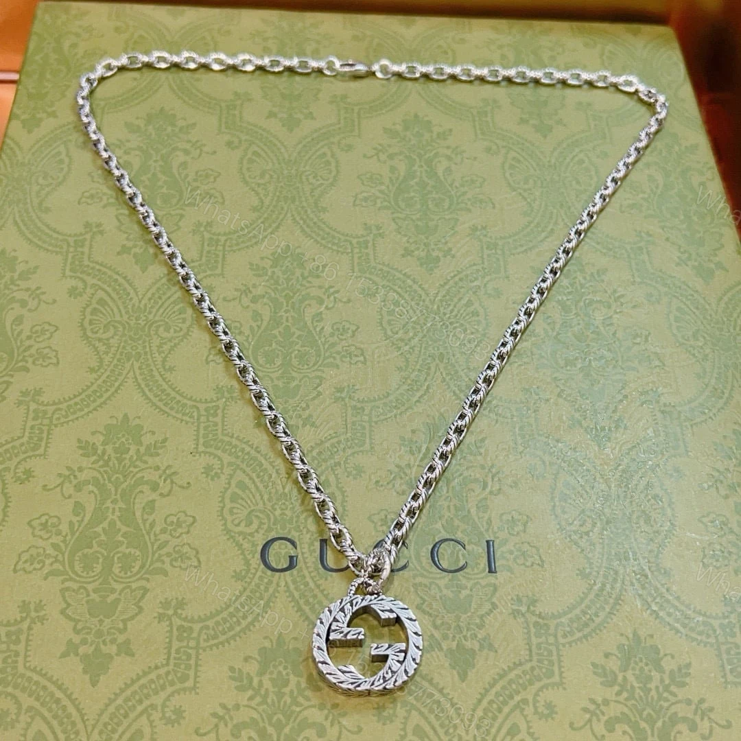 View 5 of GUCCI INTERLOCKING PENDANT NECKLACE SILVER ‎455307 J8400 0811