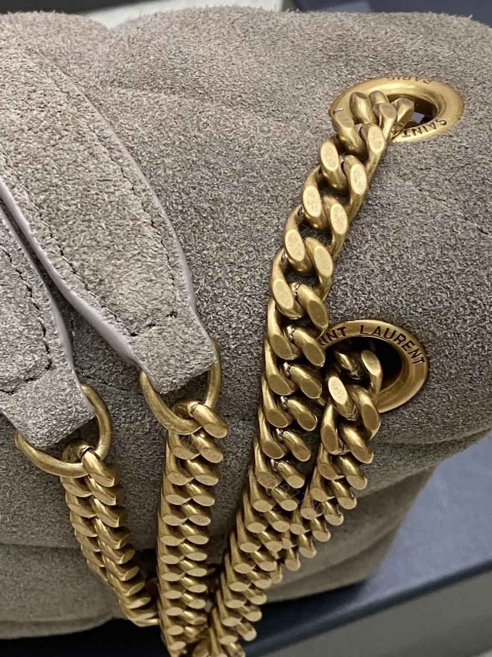 View 2 of Velvet Quilted Shoulder Bag, Gold Hardware, Timeless Chic