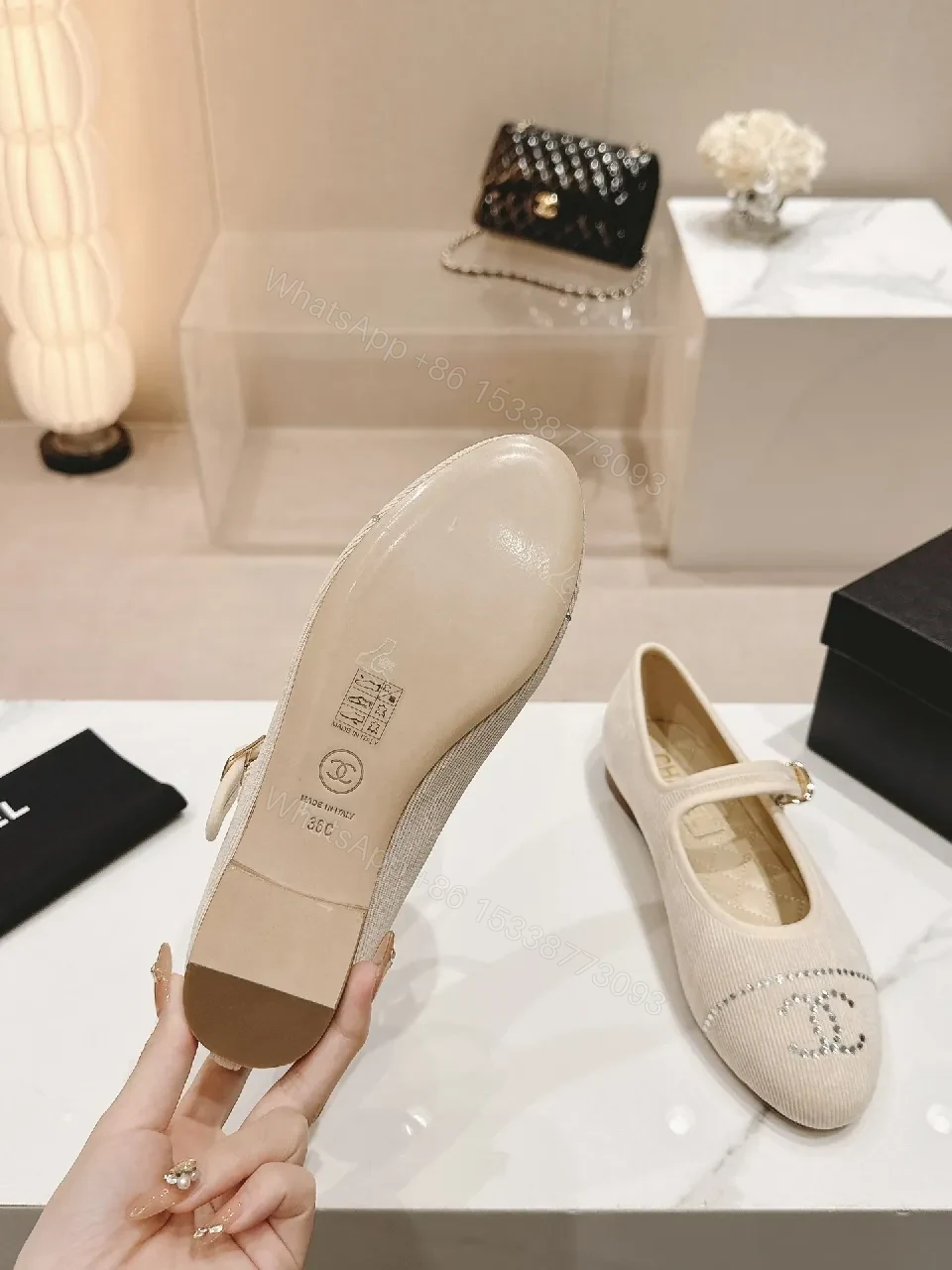 View 5 of Soft Knit Mary Janes with Crest Detailing Flats