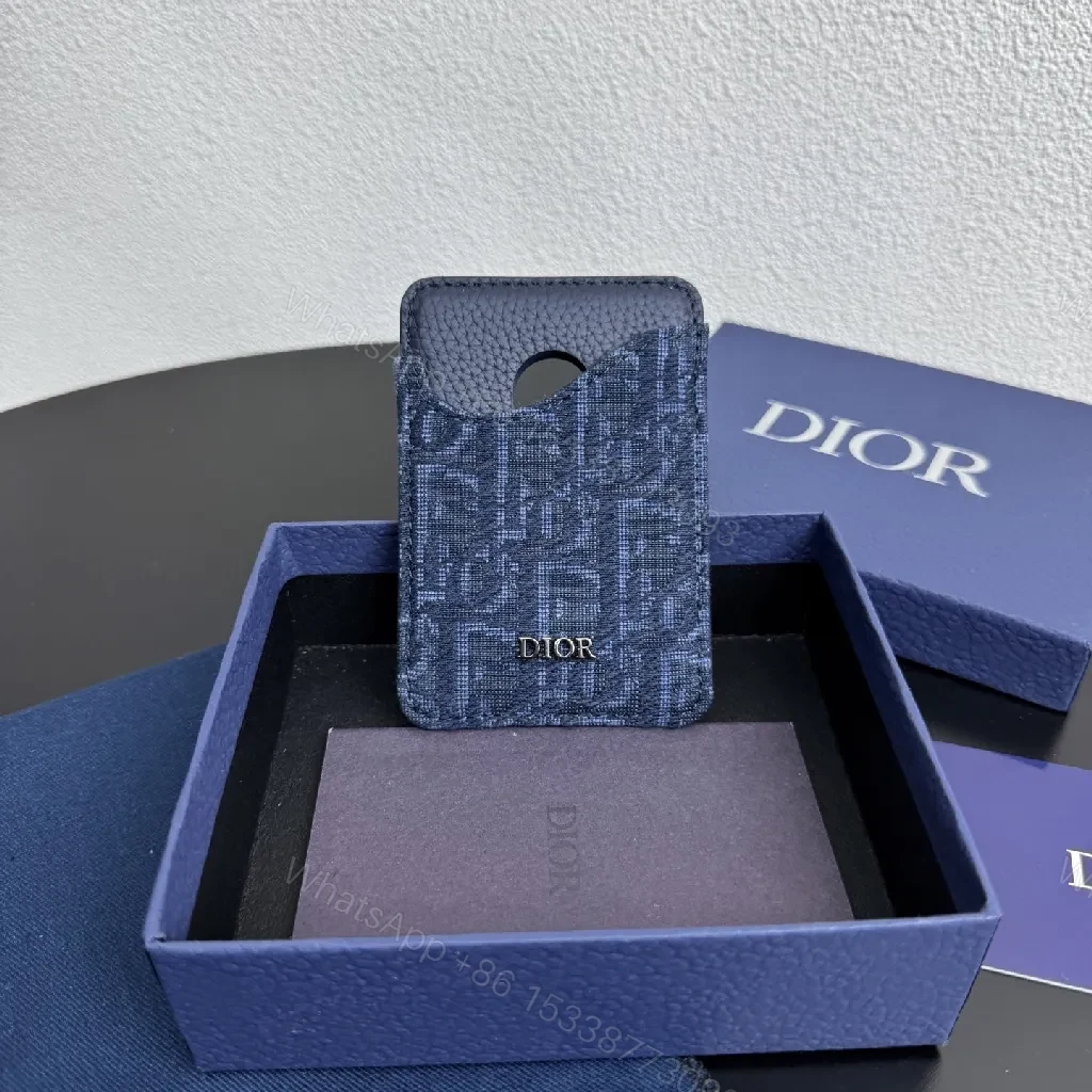 Blue Patterned Card Case — Textured Luxe, Slim Organizer — view 1