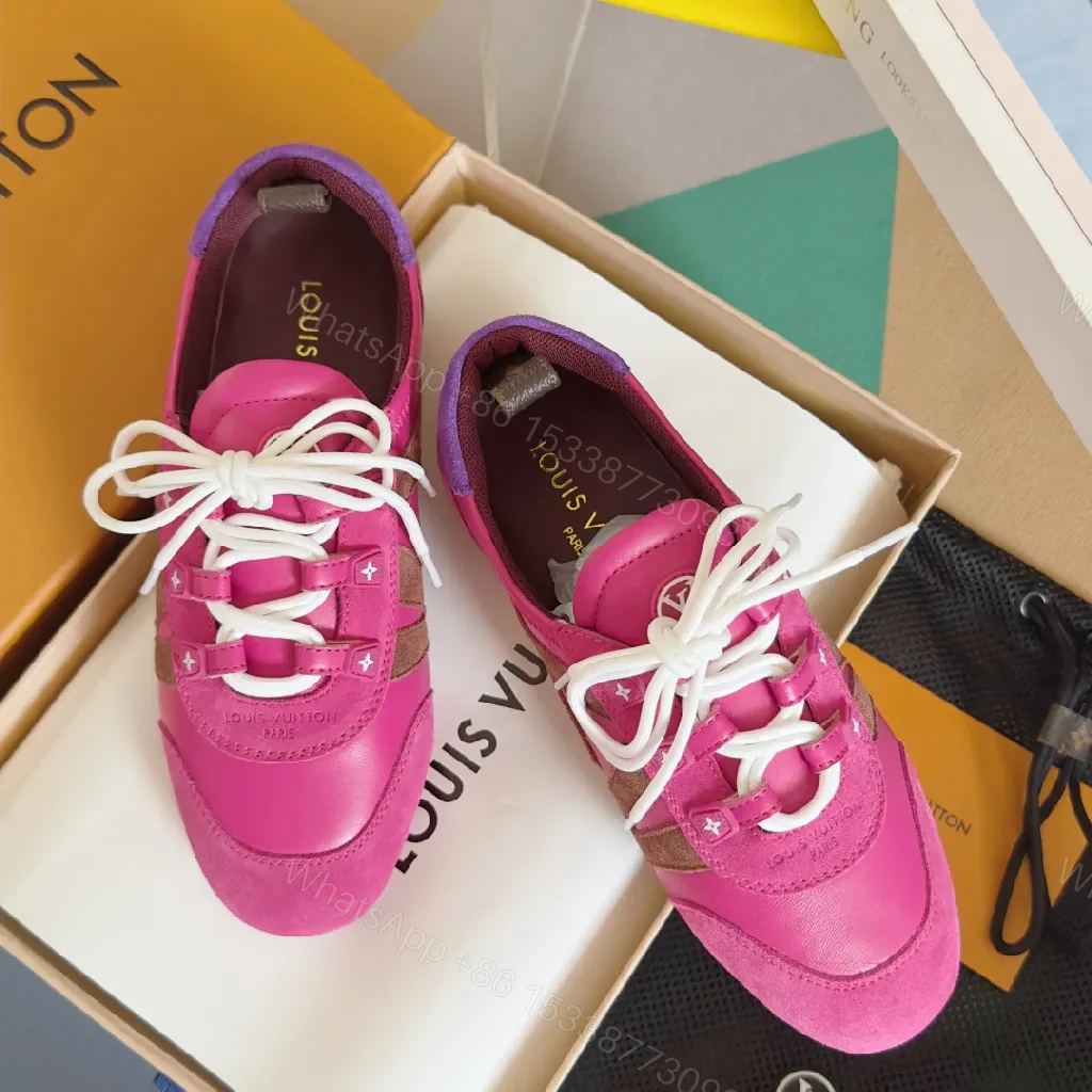 Vibrant Pink Leather Sneaker with Signature Hardware — view 1