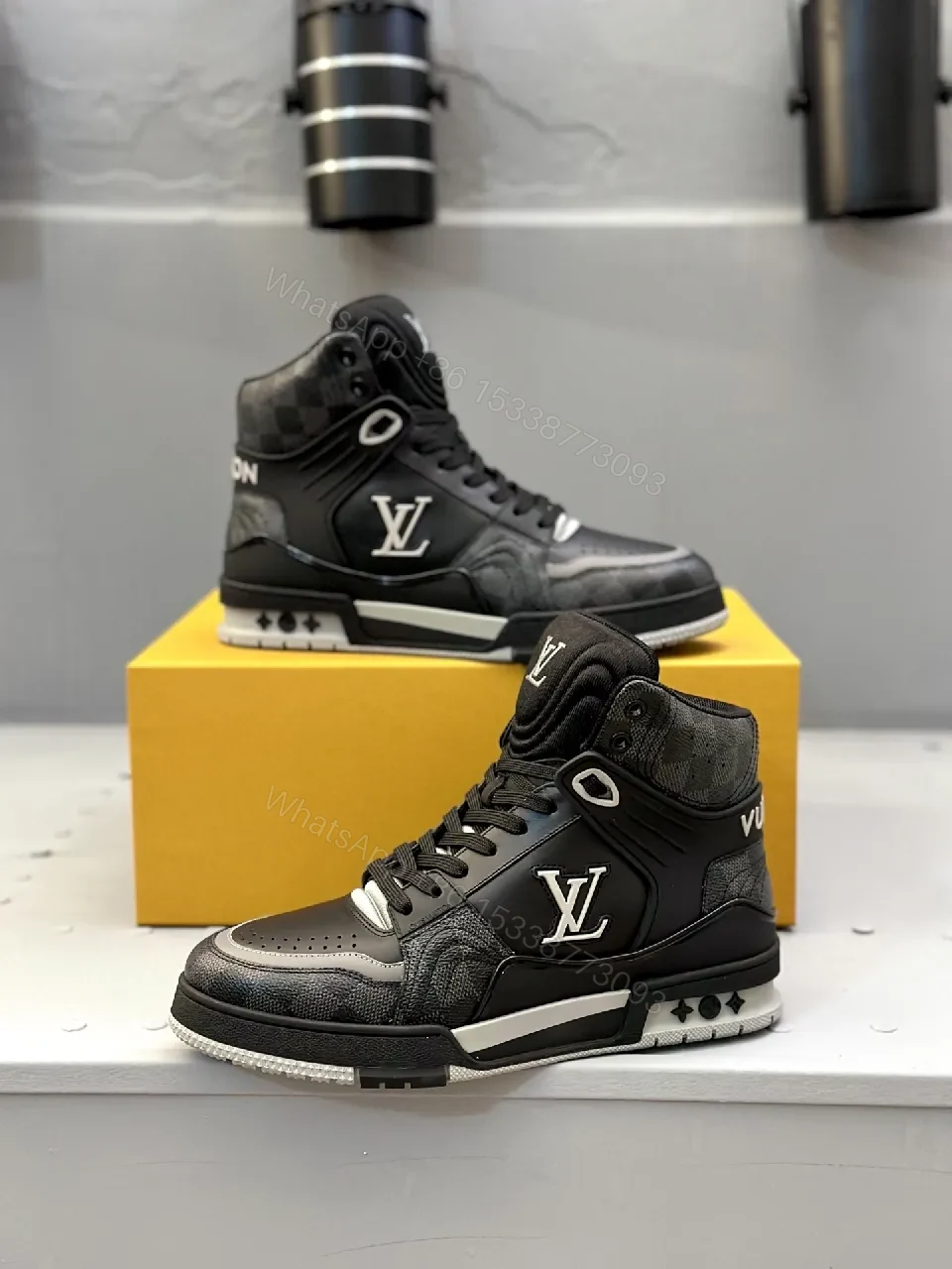 View 7 of Black Leather High-Top Sneaker: Structured, Modern Comfort