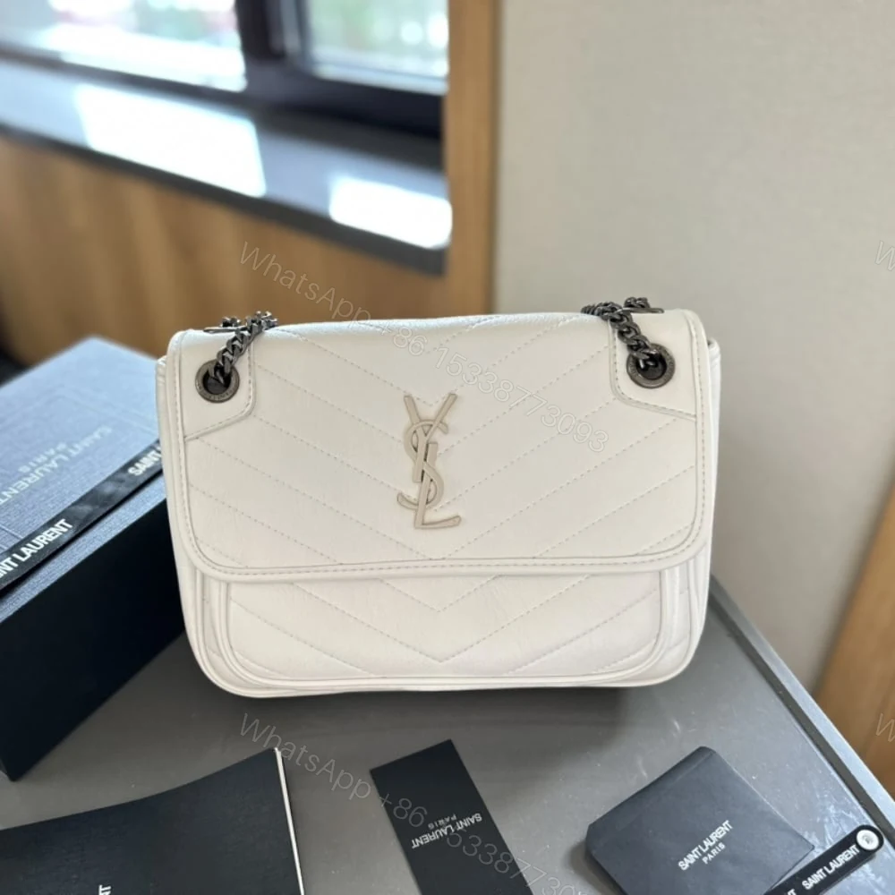 View 2 of Saint Laurent Niki Medium In Vintage Leather White 28Cm