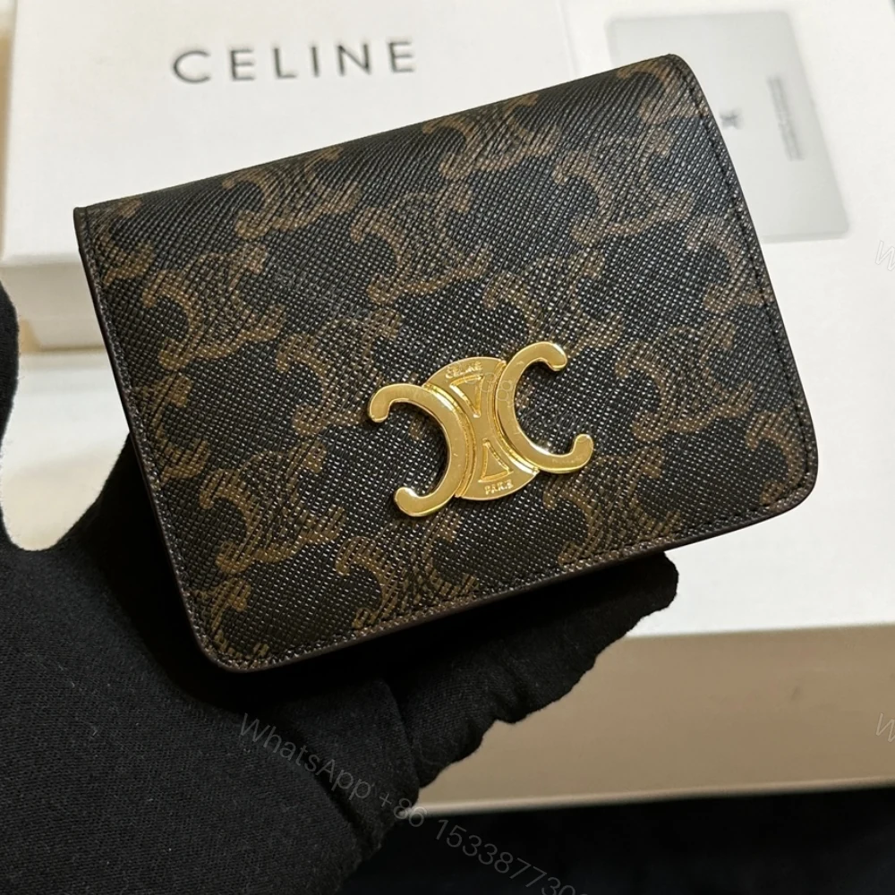 View 3 of CELINE SMALL TRIOMPHE CANVAS TAN WALLET BROWN 11CM