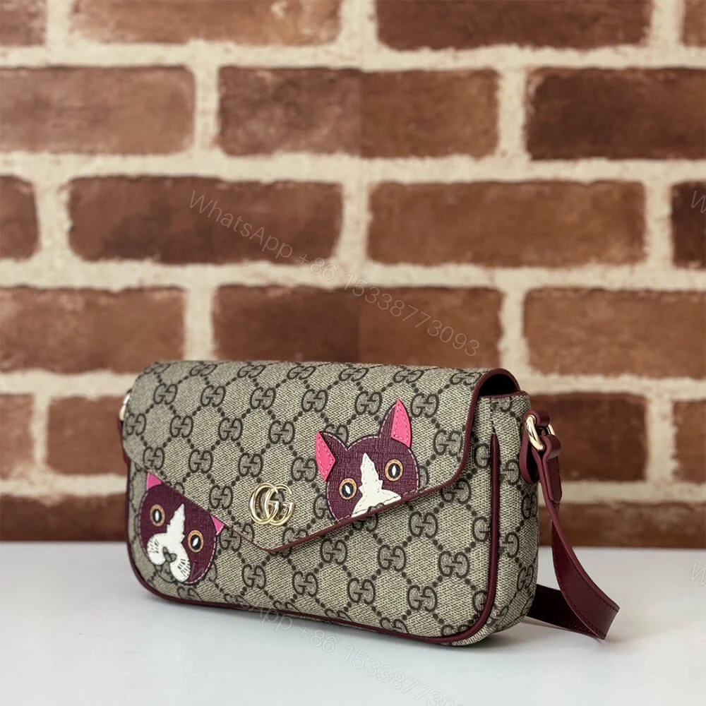 View 3 of GG Supreme Monogram Cat Print Mini Shoulder Bag(HIGH-END GRADE)