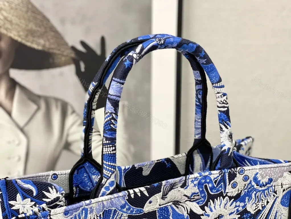 View 8 of Bold Blue Dior Tapestry Tote â€“ Luxe, Practical Carryall