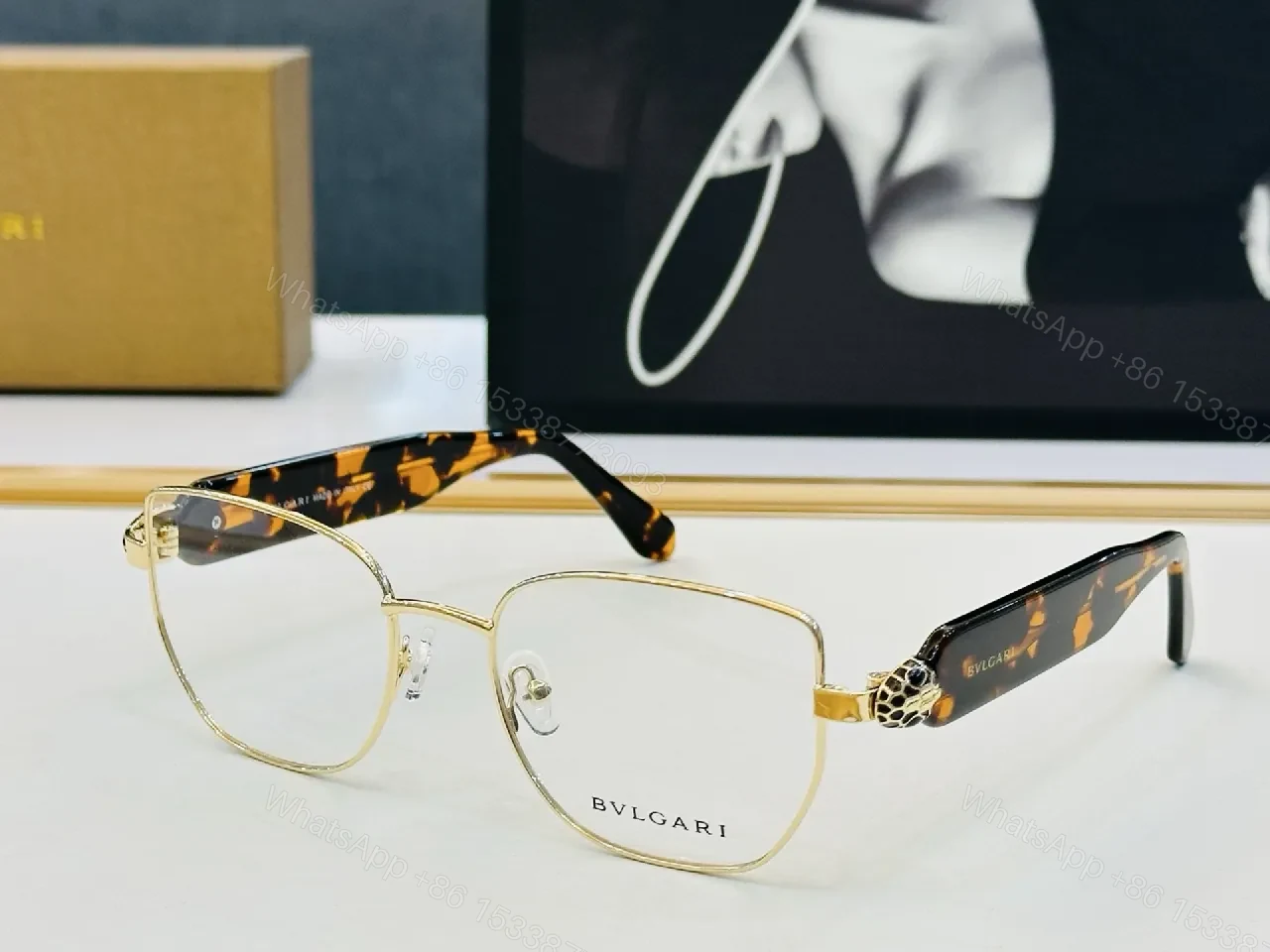 View 9 of Gold-Frame Round Glasses with Black Temple Accents, Luxe Style