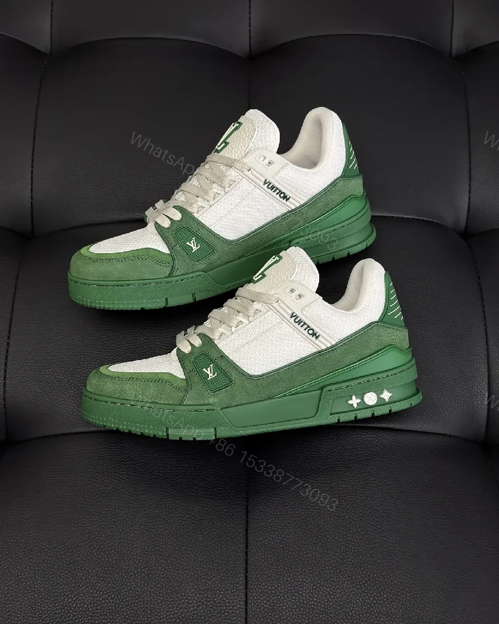 View 7 of Refined Court Sloan Sneakers: White & Emerald Green Lux Style