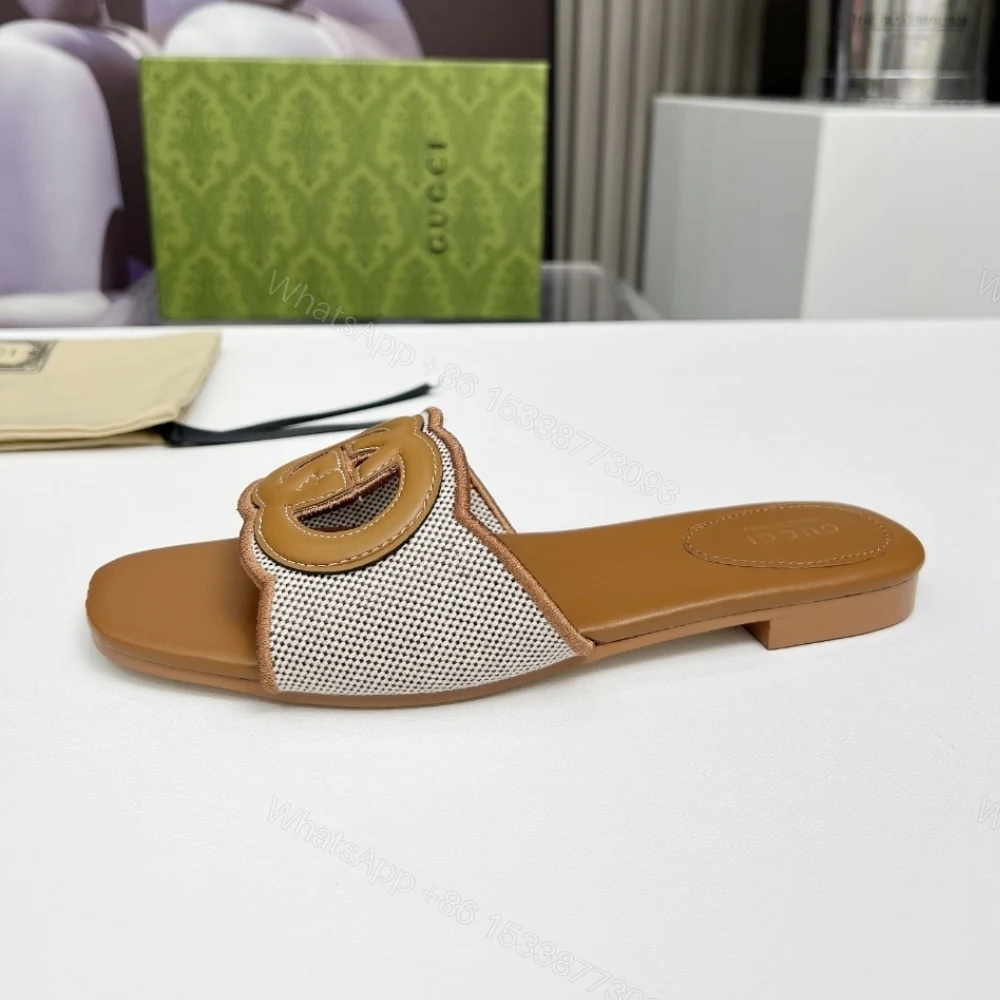 View 4 of GUCCI WOMEN’S INTERLOCKING G SLIDE SANDAL BROWN 835723 FAEA0 9562