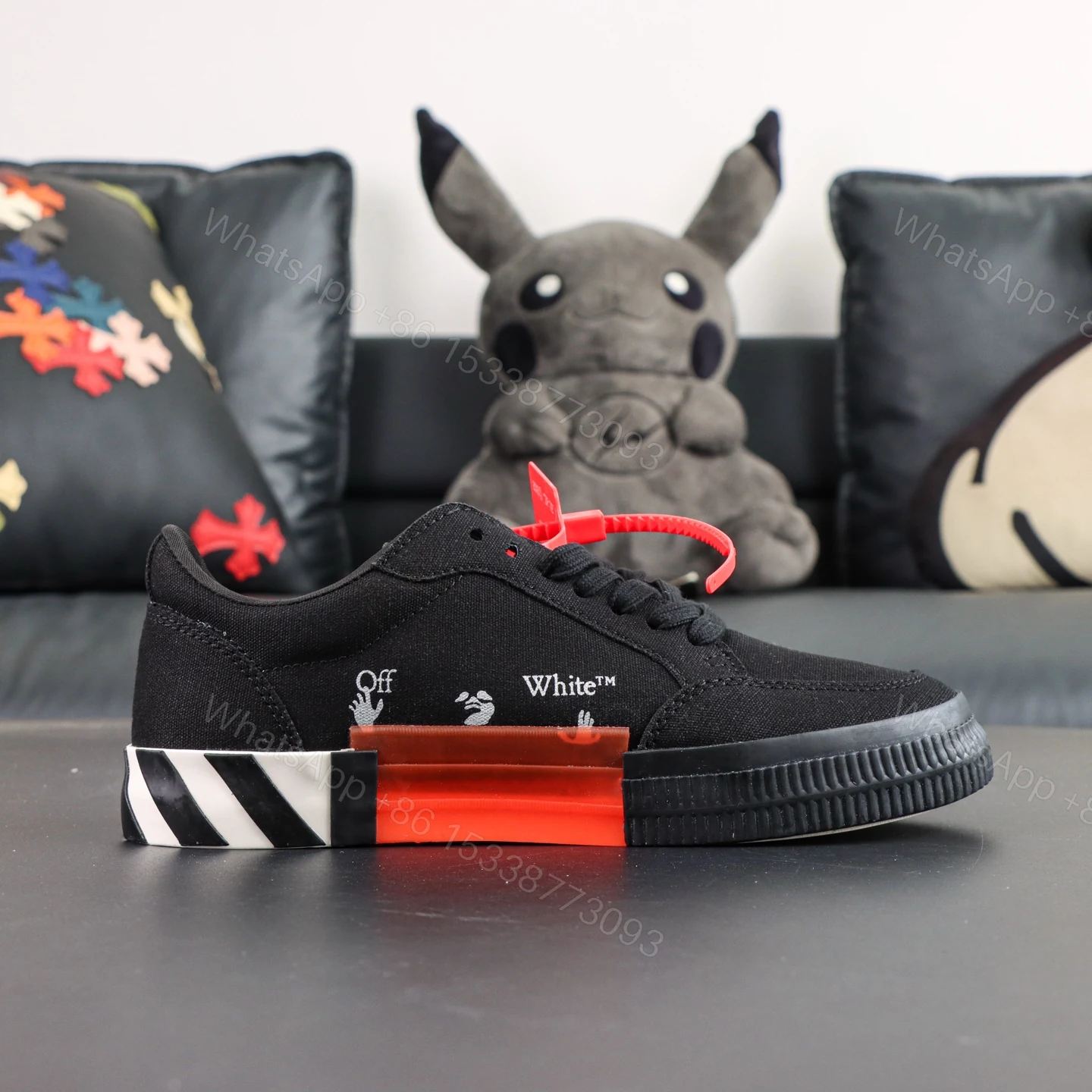 View 2 of Off White Low Vulcanised Black Pink