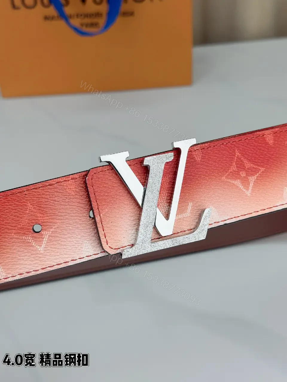 View 7 of Gradient LV‐Inspired Belt — Premium Leather, Subtle Luxury, Adjustable Fit