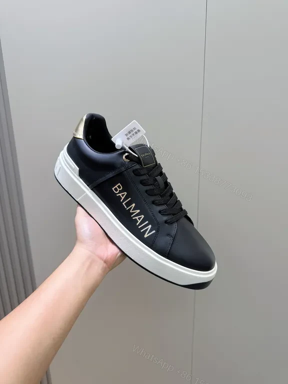 Black Leather Low-Top Sneaker — BALMAIN Luxury Comfort — view 1