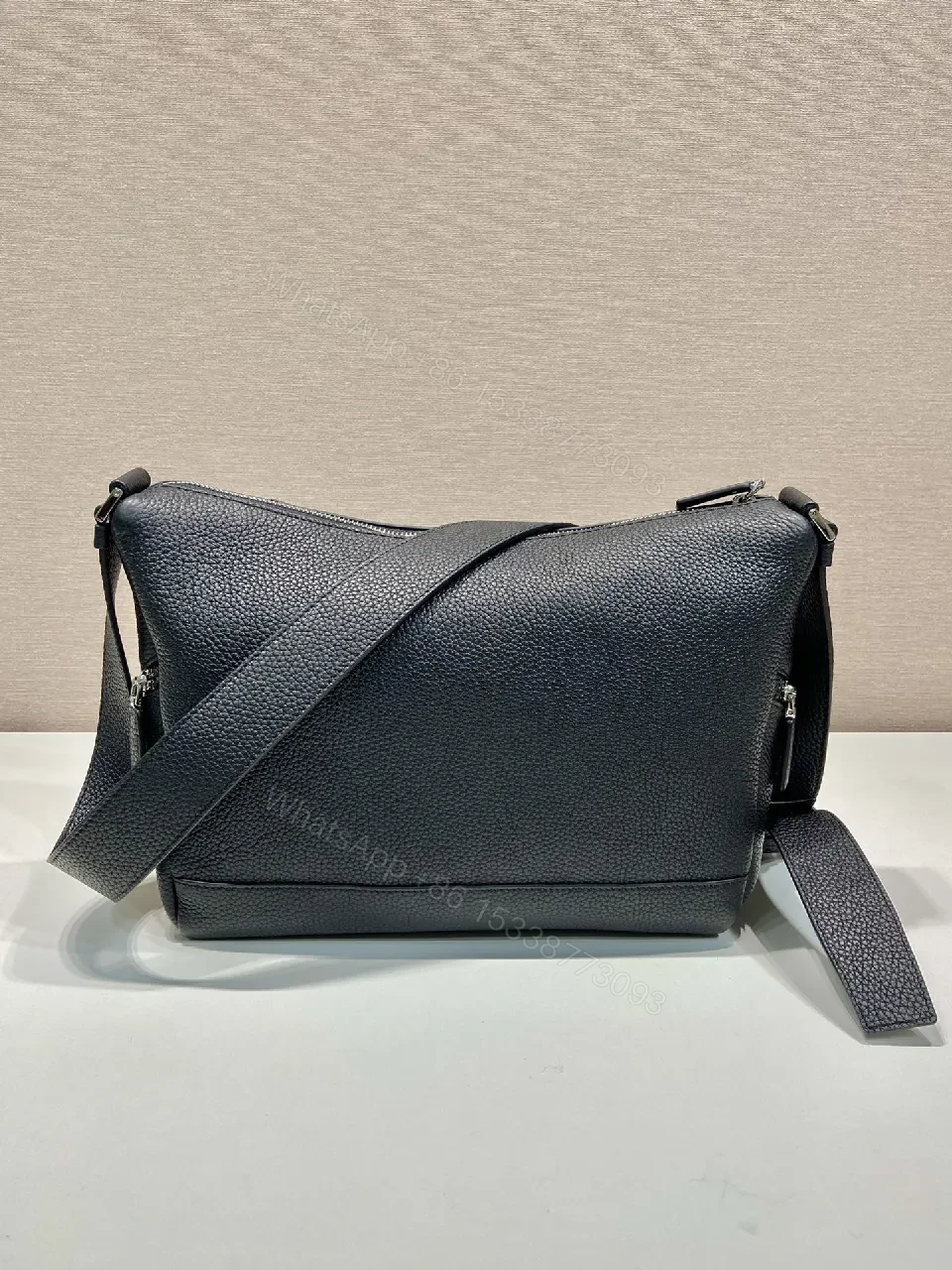 View 8 of Pebbled Leather Crossbody: Compact, Urban-Edge Essential Bag