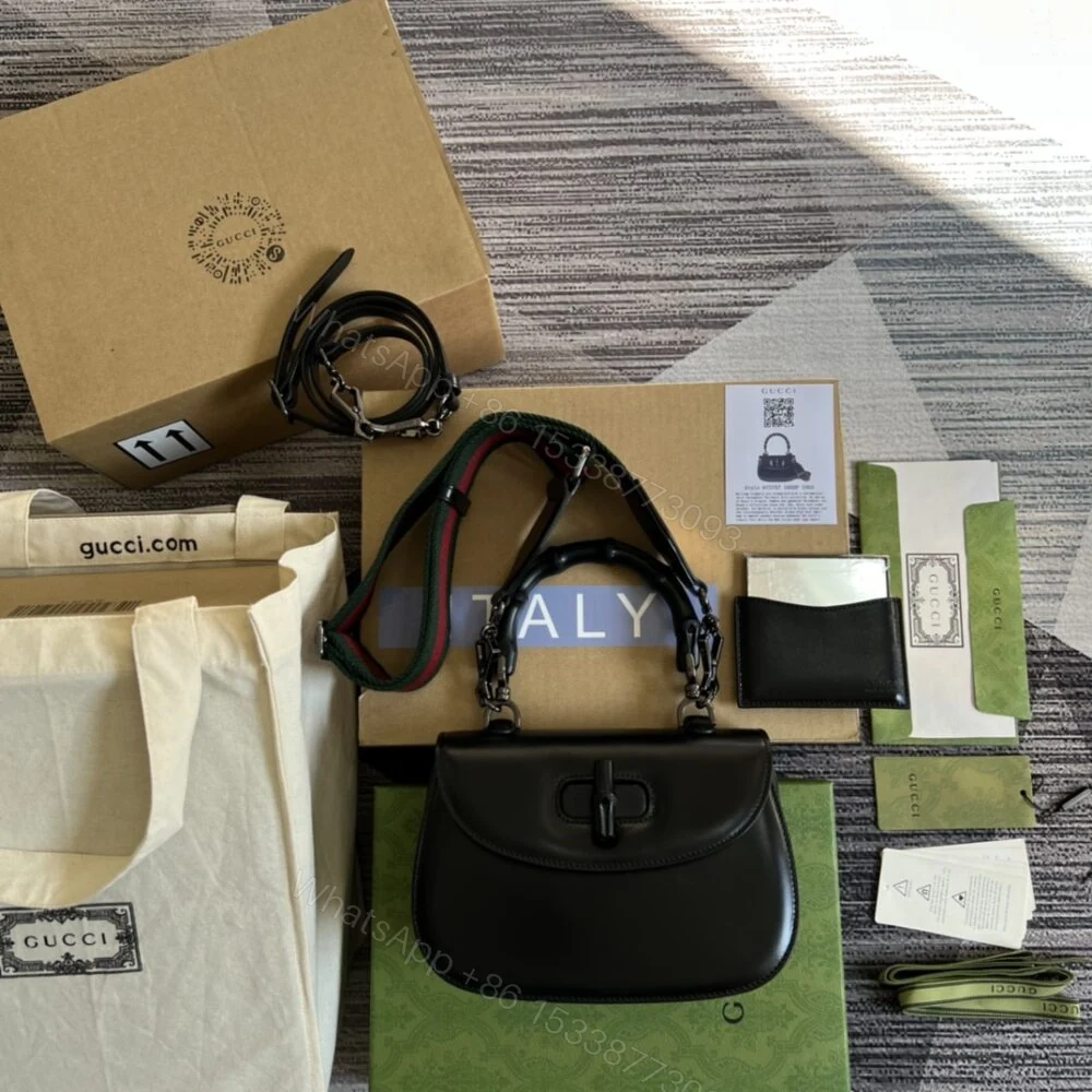 View 2 of Gucci Bamboo 1947 Small Top Handle Bag Black 21Cm 675797 10ODP 1060