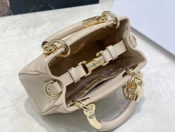 View 4 of Dior Lady Women’s Handbag Beige Super Smooth Leather 20x13x8cm