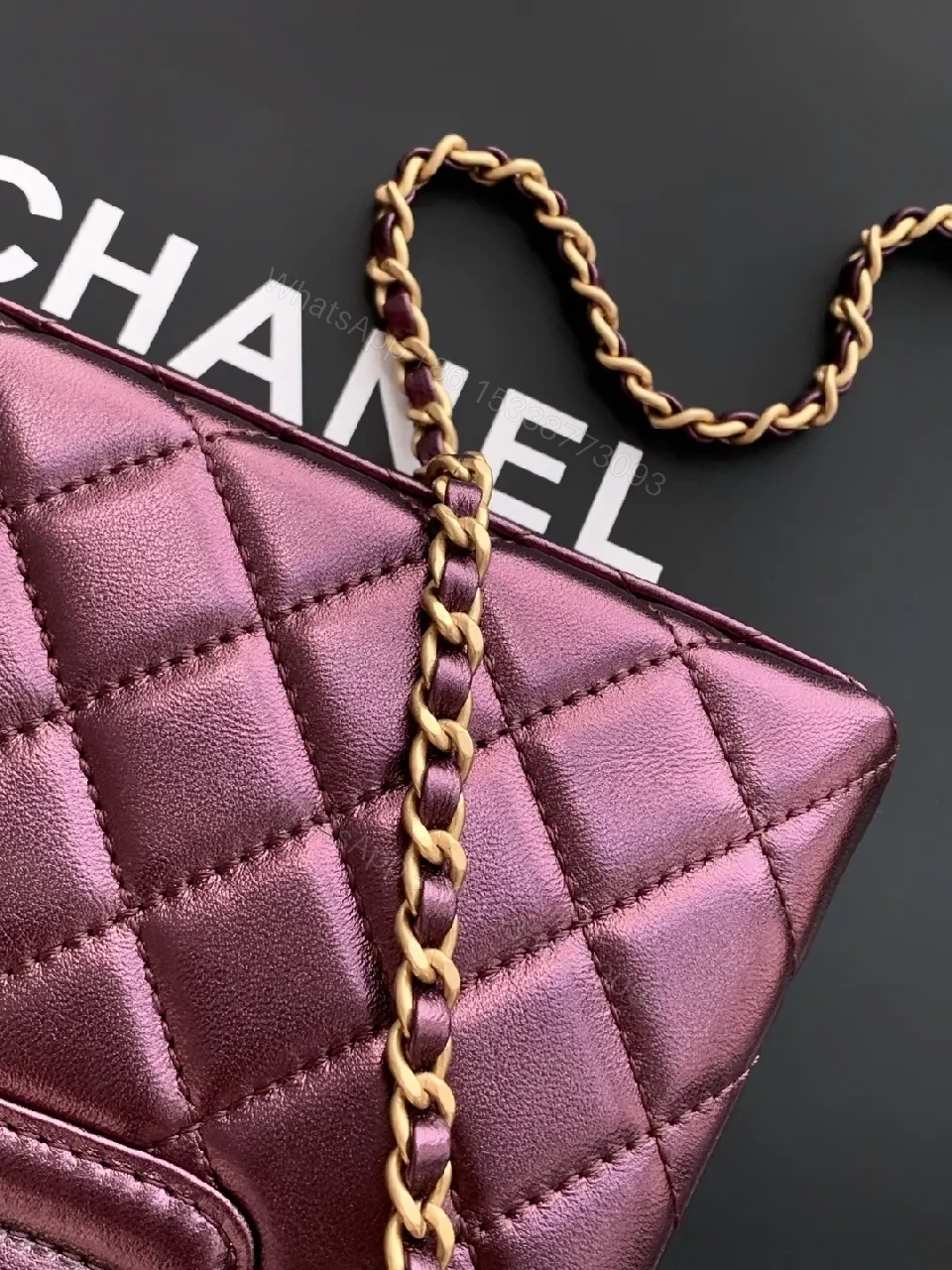 View 4 of Chic Quilted Mini Bag — Burgundy Leather, Gold Hardware, Compact Luxe