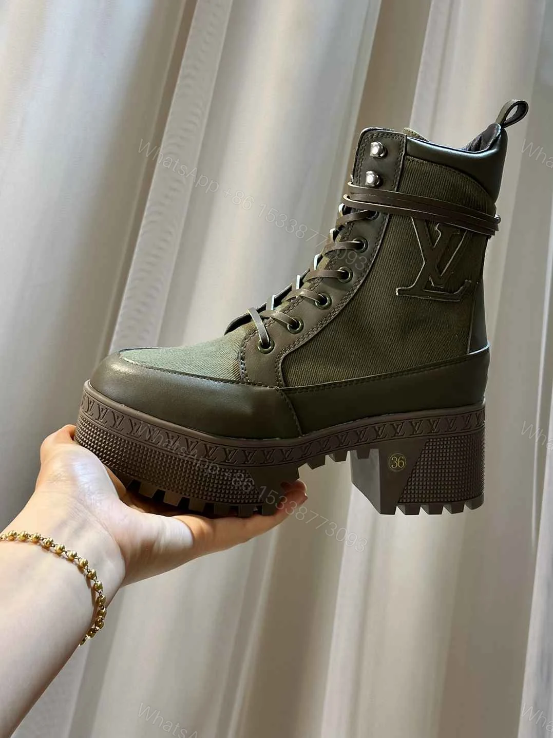 View 7 of LOUIS VUITTON LAUREATE PLATFORM DESERT BOOT KAKI GREEN 1AC7S9