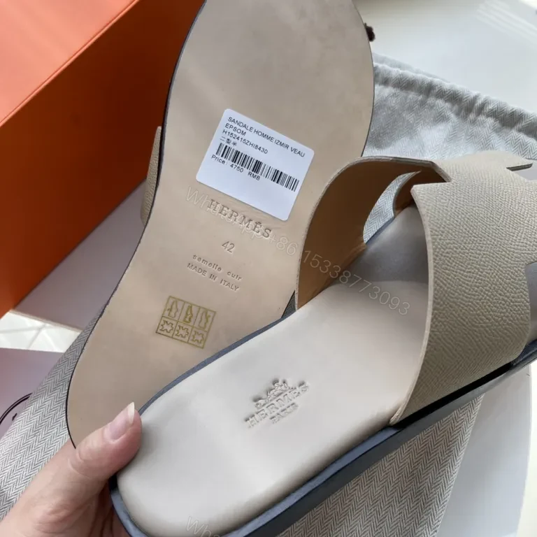 View 6 of HermÃ ̈s Oranâ€“Inspired Calfskin Sandals: Luxury Comfort