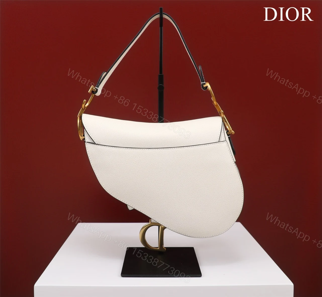 View 8 of Dior Saddle 11 Handbags White Color With Lock Yellow Gold 25x20x6.5cm
