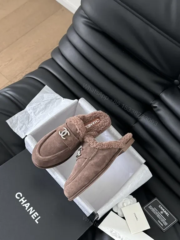 View 7 of Warm Taupe Suede Mules + Shearling Comfort + Luxe Designer-Inspired Footwear