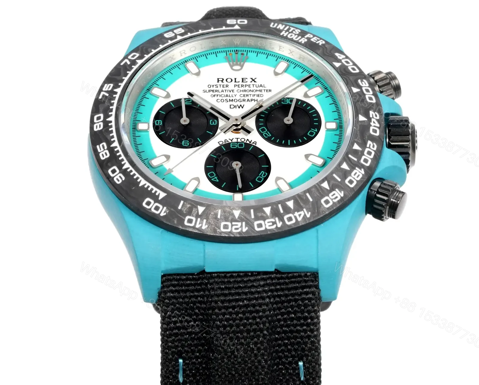 View 2 of Sensational celeste daytona replica 40MM Quartz Fiber Edition RG-DAYTONA-CELESTE-QUARTZ-FIBER