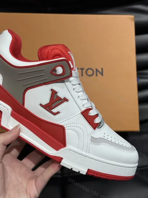 View 9 of Dynamic White-Red LV Detail High-Tops Sneakers