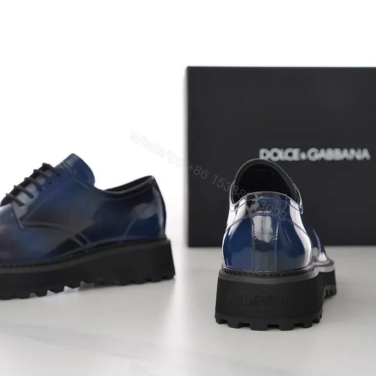 View 3 of Navy Patent Oxford with Rugged Platform Sole: Luxury Edition Dress Shoe