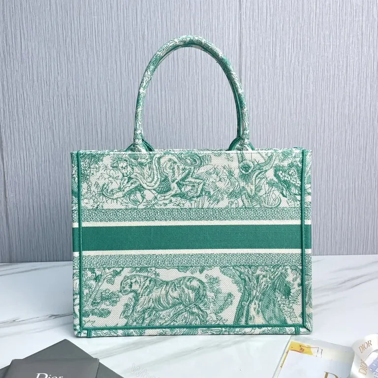 View 4 of Green Toile Signature Tote: Dior-Brand Structured Luxury Bag