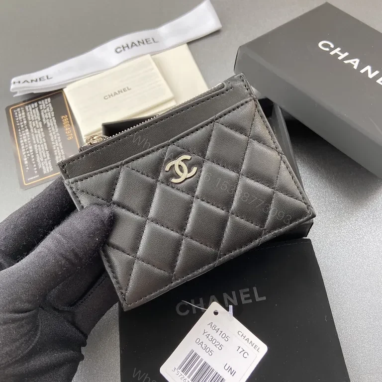 View 4 of Chic Quilted Wallet with Gold CC Clasp â€“ Compact Luxury Wallet