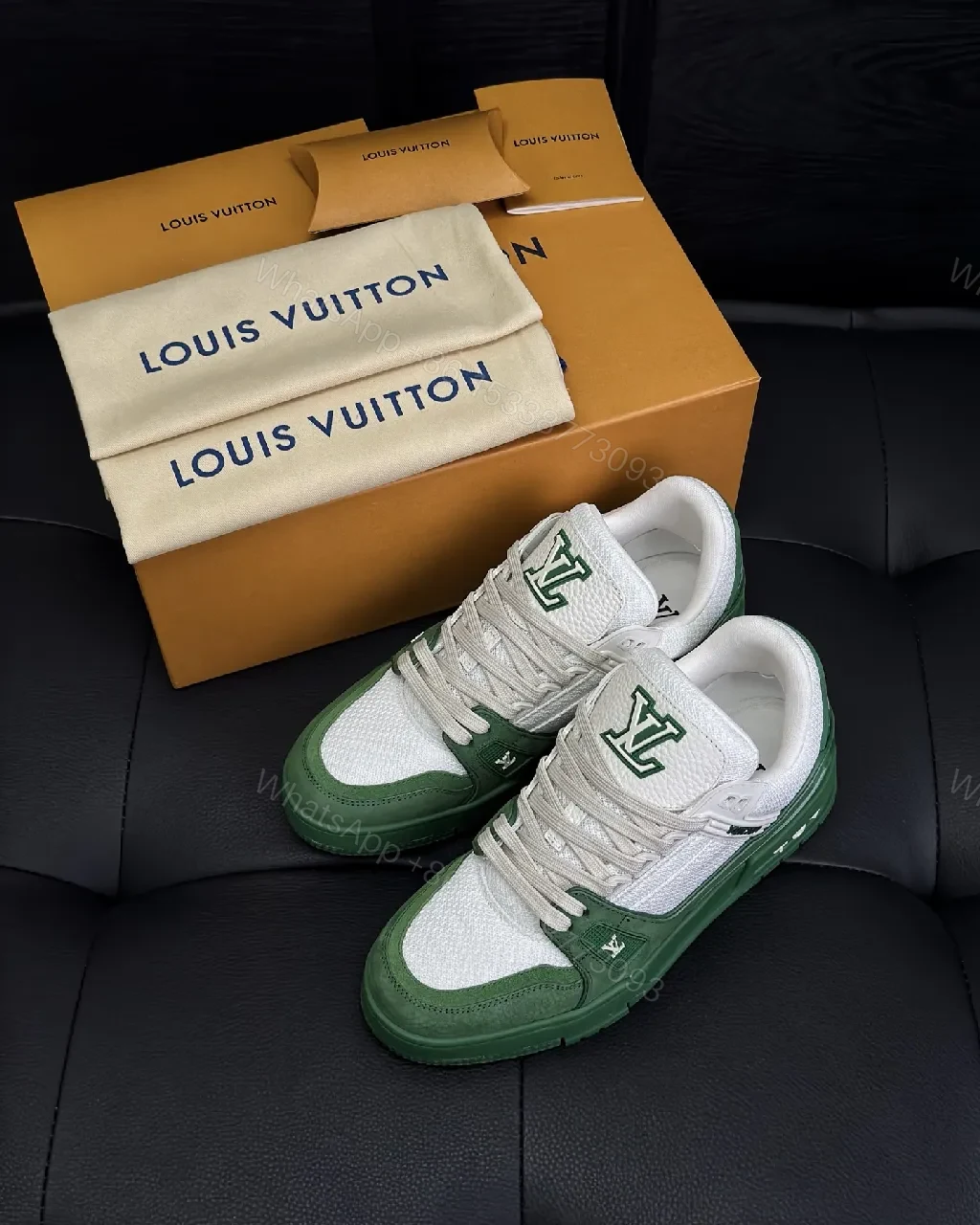 Refined Court Sloan Sneakers: White & Emerald Green Lux Style — view 1