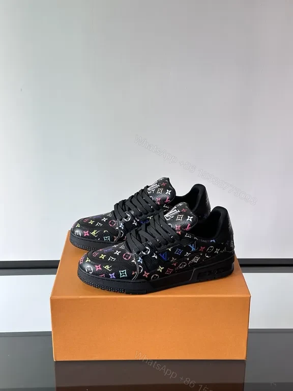 View 3 of Bold Motif Multicolor LV-Inspired High-Top Sneakers