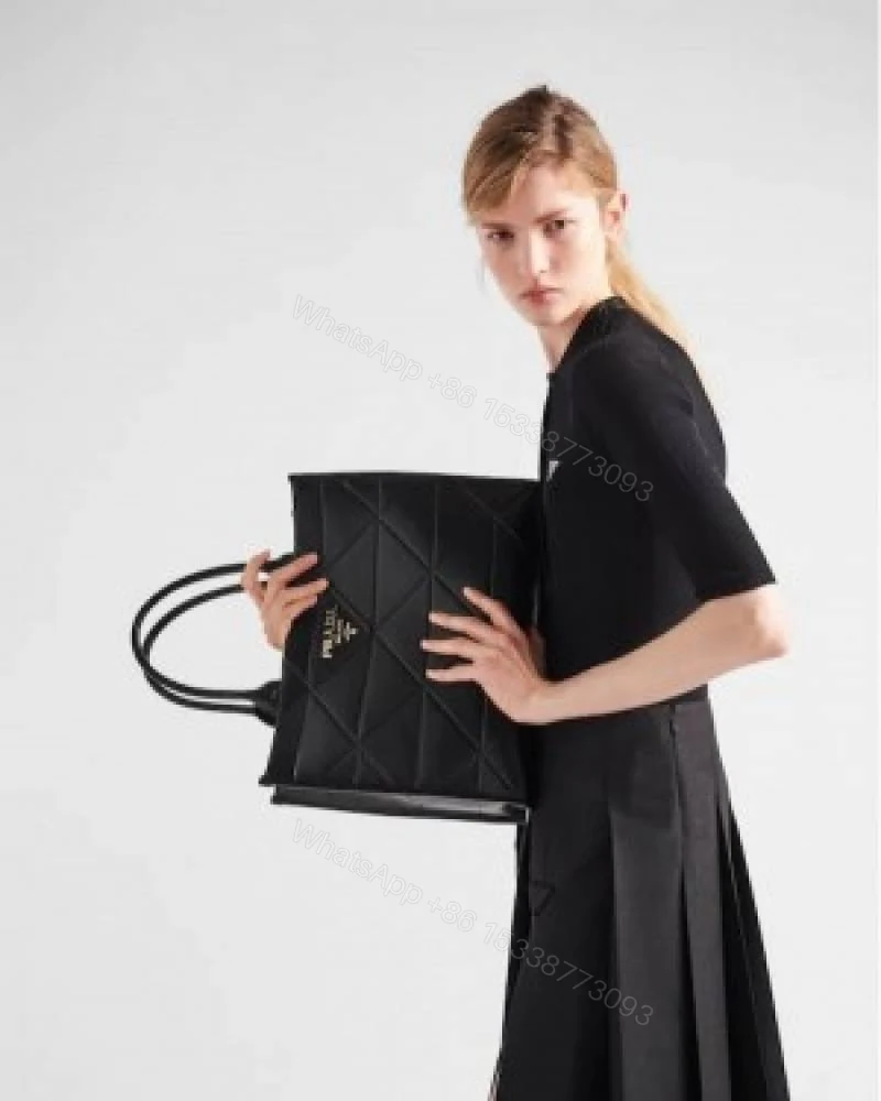 View 4 of First Copy Prada Ladies Quilted Large Tote Bag Black Premium Handbag