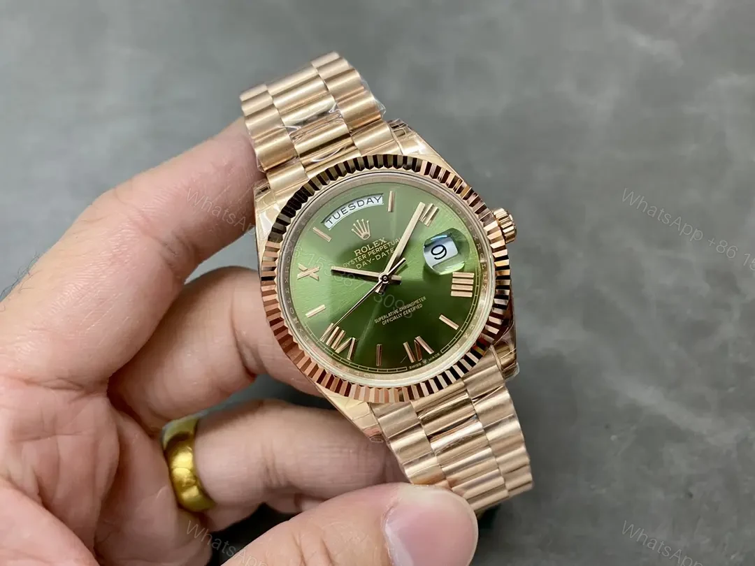 View 4 of Rolex Day-Date 40 Yellow Gold Fluted Green Ombré Dial Watch 228238-0069