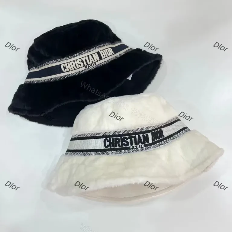 View 6 of Cozy Luxe Black Faux Fur Bucket Hat - Dior Signature Style