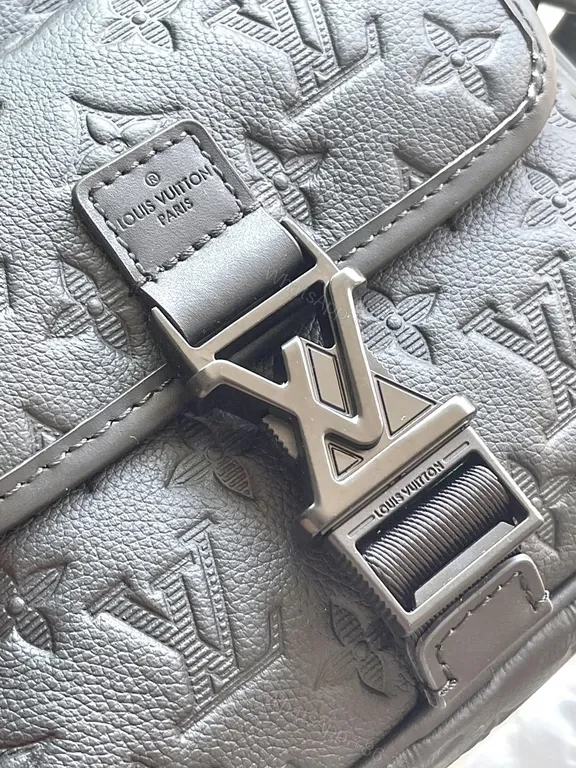 View 6 of Black Monogram Leather Messenger: Compact, Weather-Ready Luxury