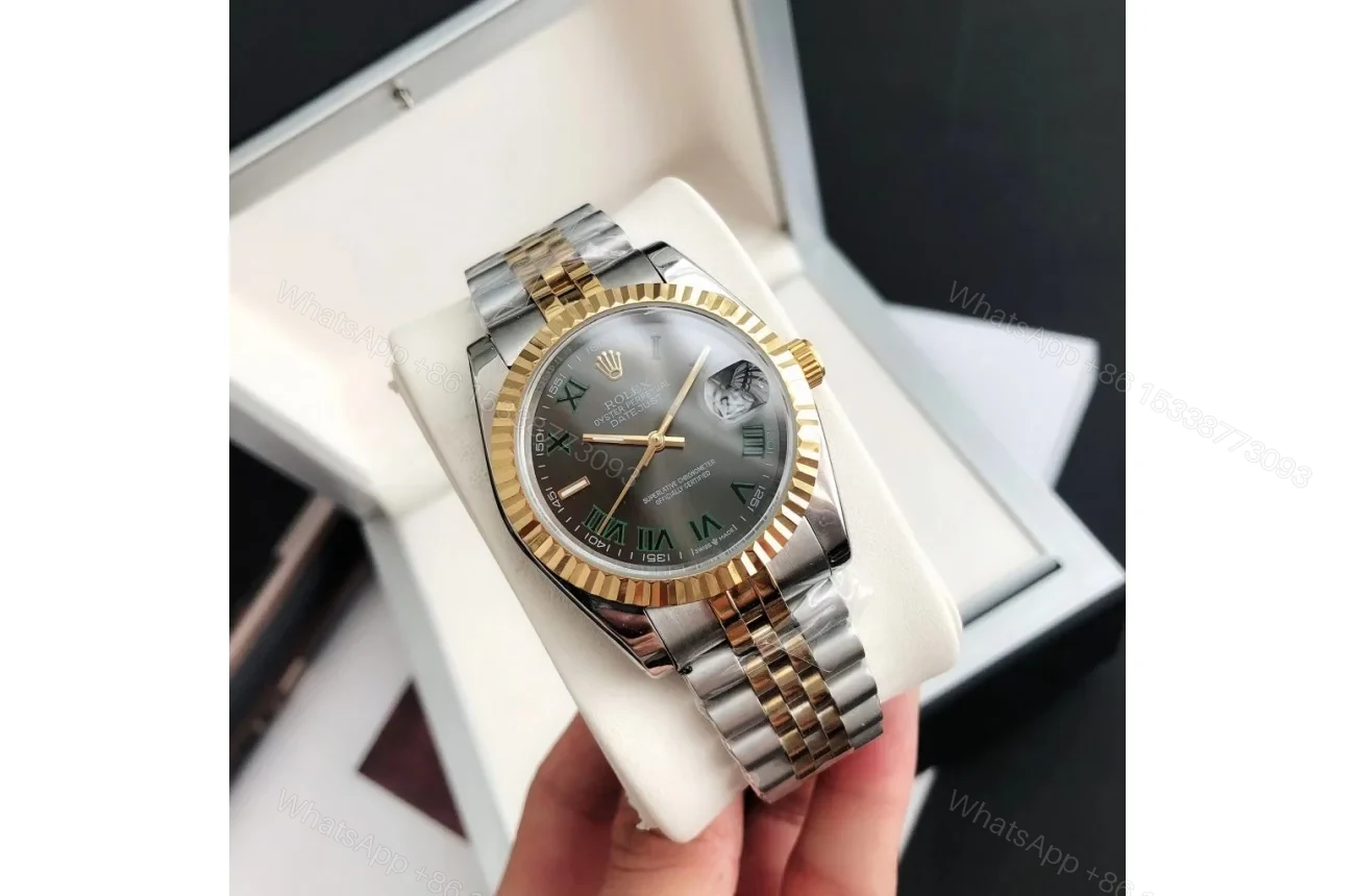View 2 of Replica Rolex Datejust RG/SS Jub Grey/Rmn 36/28 mm