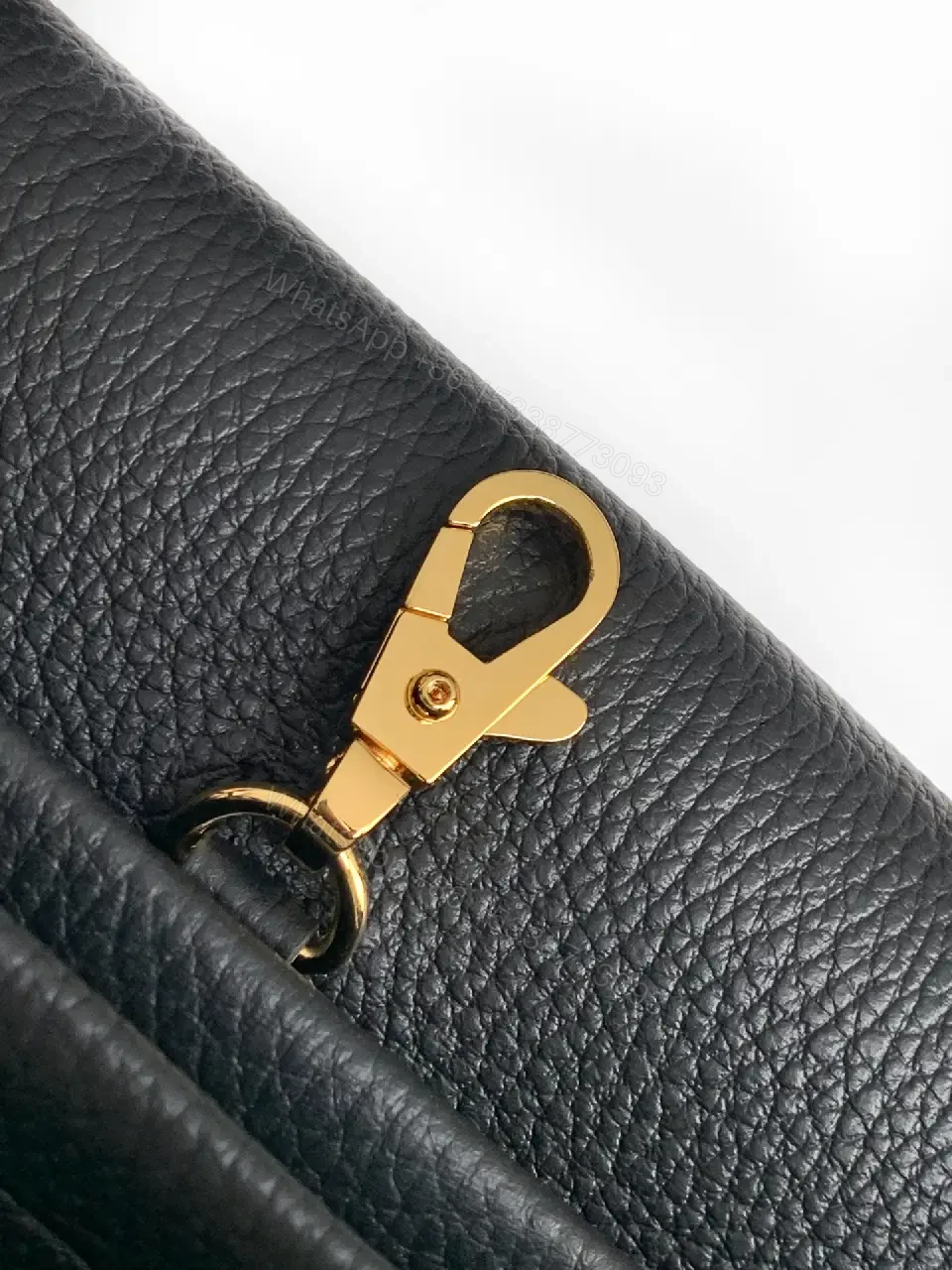 View 3 of Black Leather Shoulder Bag: Refined Texture, Subtle Branding, All-Day Versatility