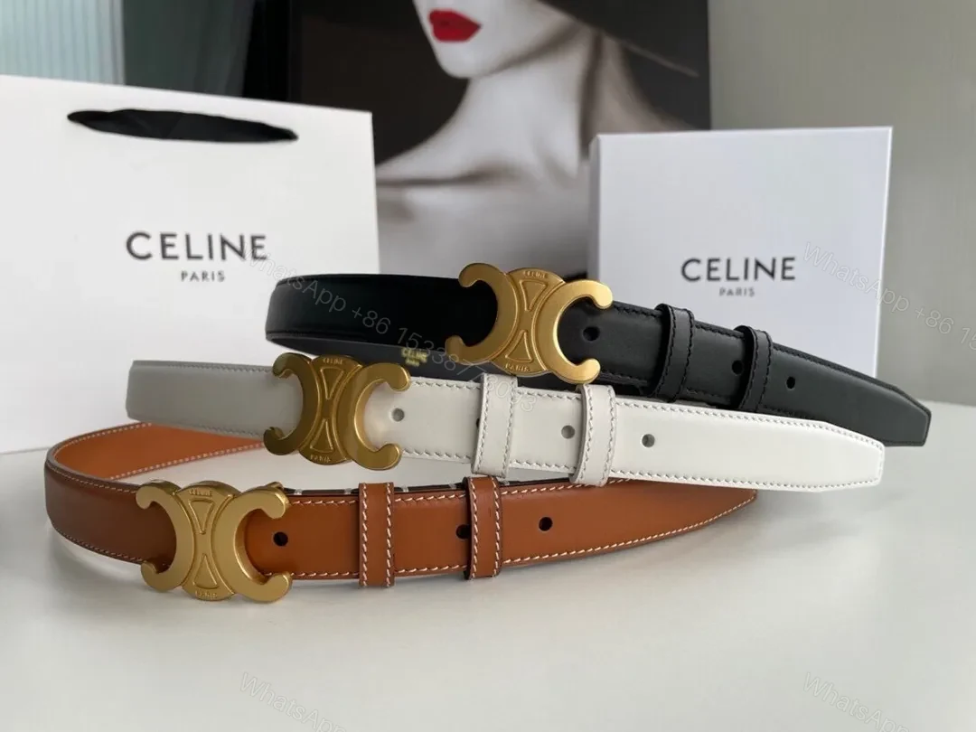 View 8 of White Leather Belt with Gold Buckle, Luxury Minimalist Style