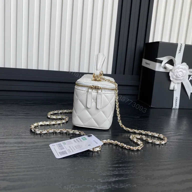 View 5 of Chanel-Inspired Quilted Mini Bag: White, Gold, Luxe Everyday