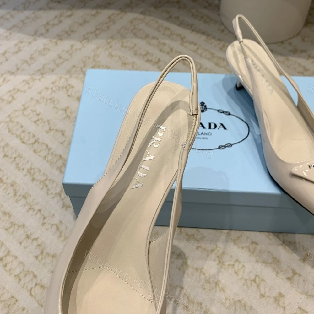 View 9 of 高仿Prada*1I901B露跟印花徽標高跟鞋7.5CM米色免檢版