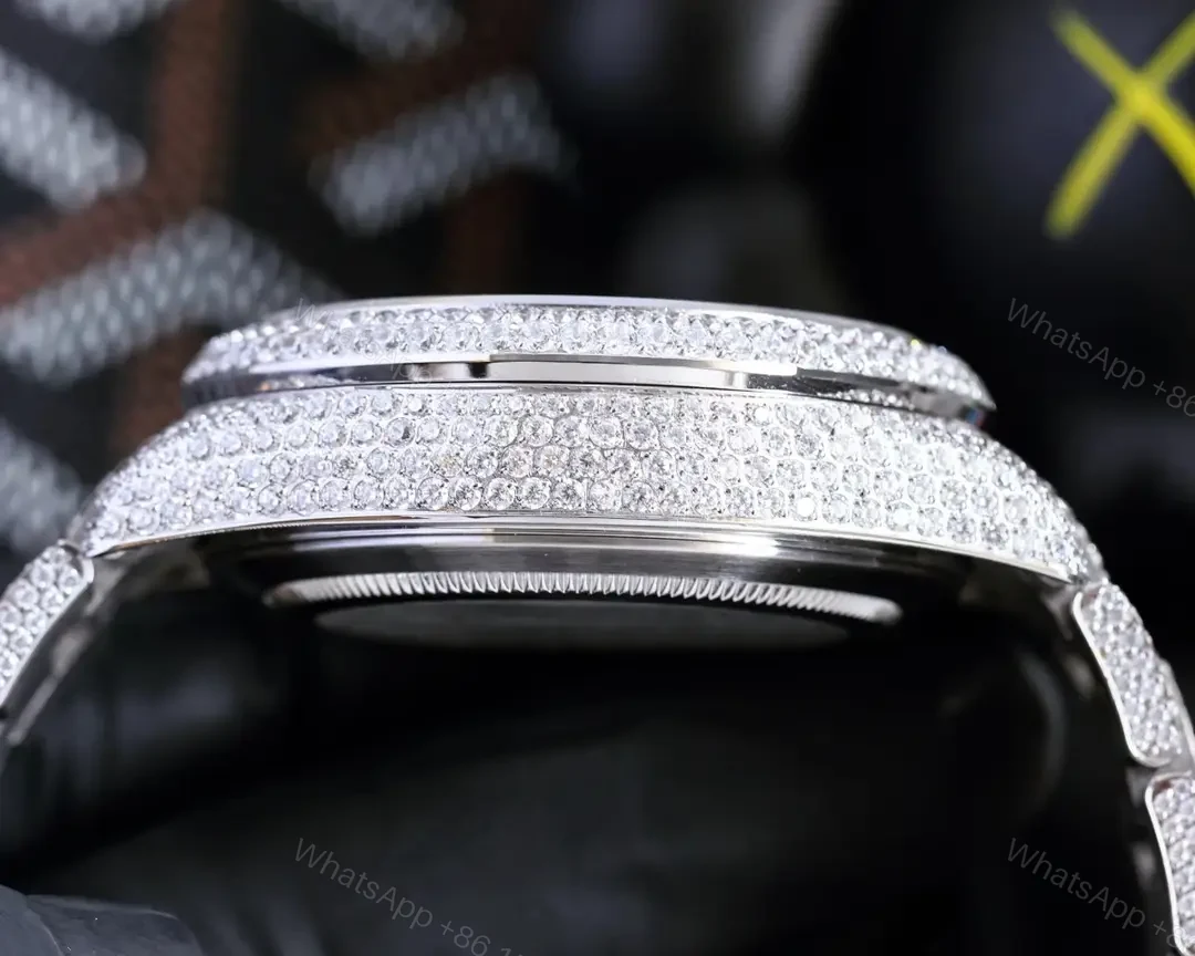 View 6 of Rolex Sky-Dweller replica 42MM Prestigious Full Diamond Steel Bracelet Edition RG-SKYDWELLER-FULLDIAMOND-STEEL-9001